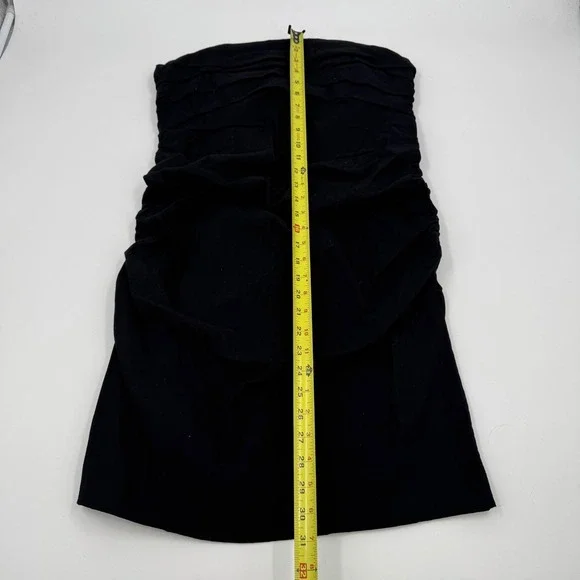 Anthropologie Black Strapless Dress Ruched Bodycon Mini Dress Size L - Picture 2 of 16